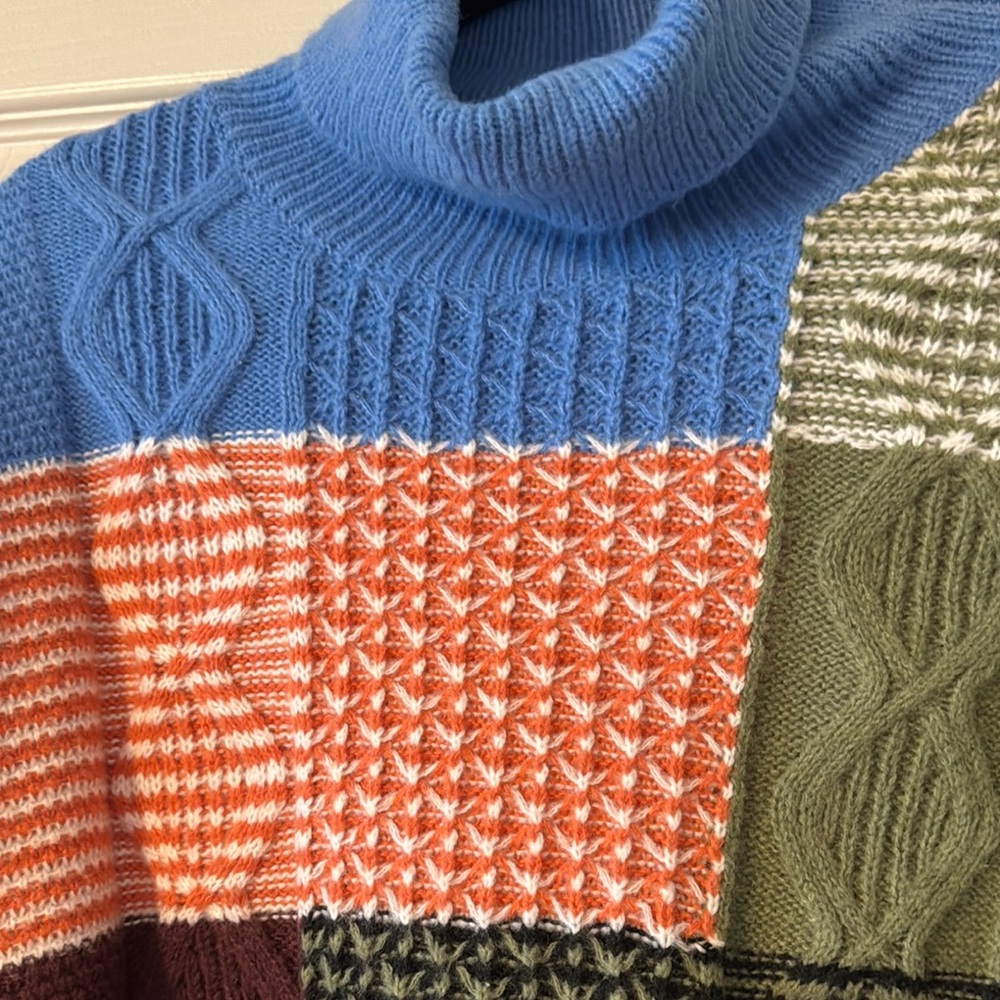 Colorful Patchwork Turtleneck Sweater - image 3